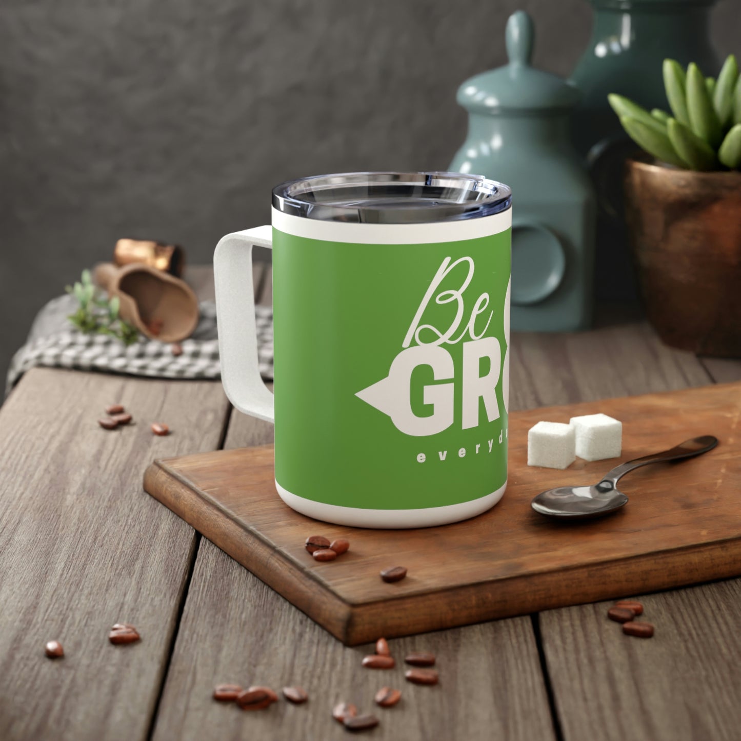 Green Insulated Coffee Mug, 10oz