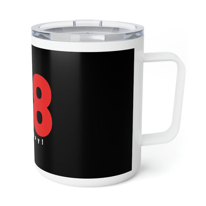 Black And White/Red Insulated Coffee Mug, 10oz